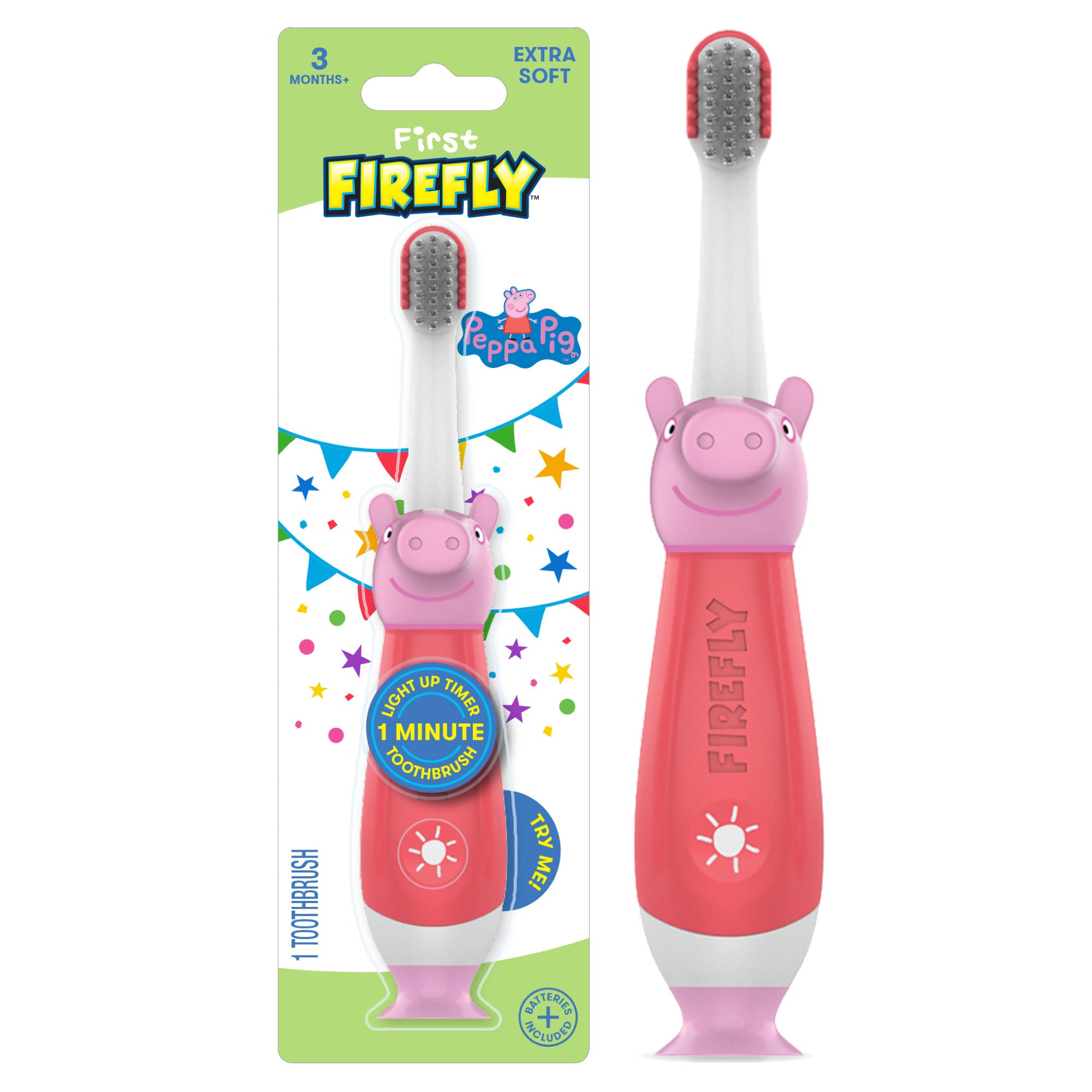First Firefly Peppa Pig Light Up Timer Toothbrush with Extra Soft Bris First Firefly Peppa Pig Light Up Timer Toothbrush with Extra Soft Bris