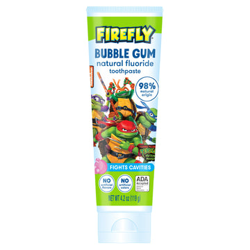 Firefly Kids Anti-Cavity Natural Fluoride Toothpaste, TMNT, Bubble Gum Flavor, ADA Accepted