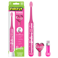 Firefly Sonic Barbie Toothbrush with USB Charging and Antibacterial Cover, Ages 3+
