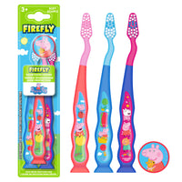 Firefly Peppa Pig Soft Bristled Toothbrush with Protective Cap, Ages 3+, 3 Count Value Pack