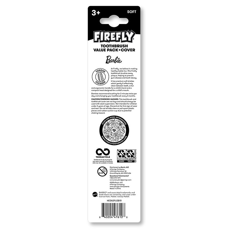 Firefly Barbie Toothbrush Value Pack, Soft Bristles, for Kids 3+
