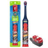 Firefly Clean N' Protect Hot Wheels Power Toothbrush with Antibacterial Cover, Soft Bristles, Battery Included, Ages 3+