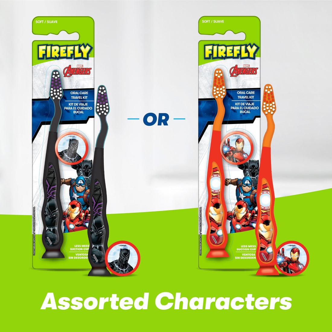 Firefly Avengers Toothbrushes Iron Man or Black Panther, Assorted characters
