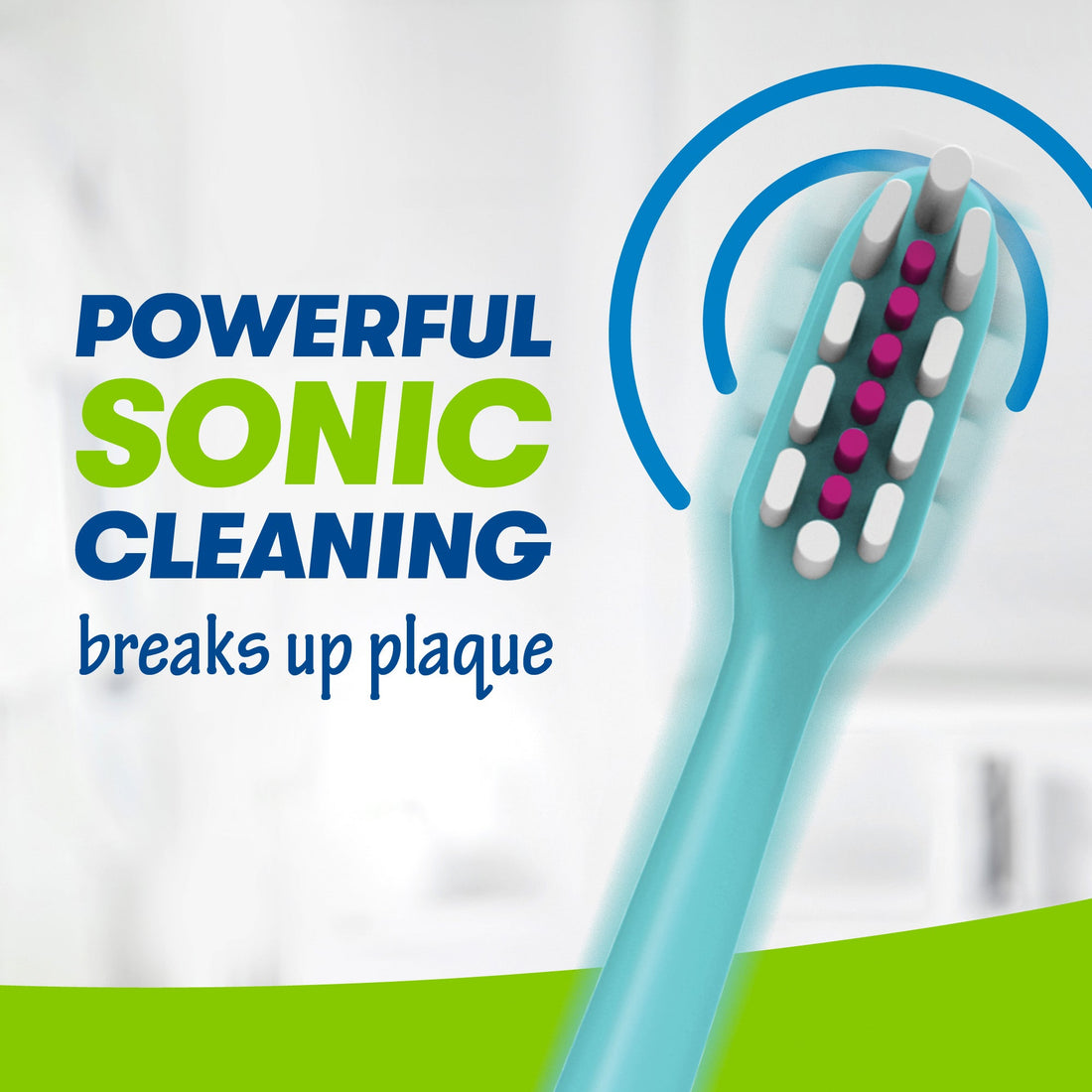 Close up of LOL SURPRISE! Toothbrush, Powerful Sonic cleaning breaks up plaque