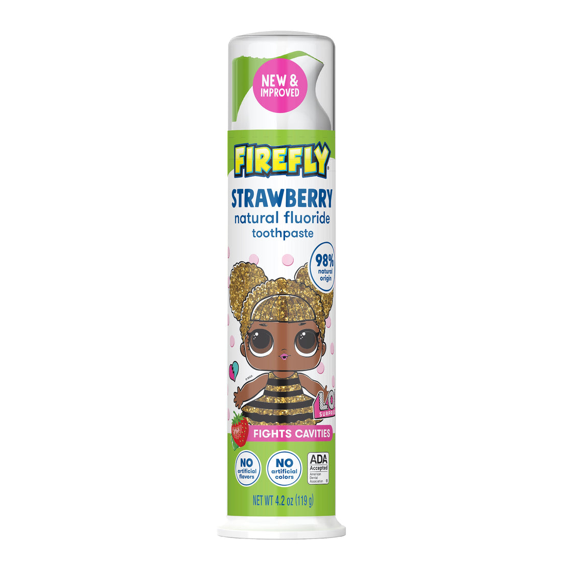Firefly Kids L.O.L. Surprise! Anti-Cavity Natural Fluoride Toothpaste, Strawberry Flavo