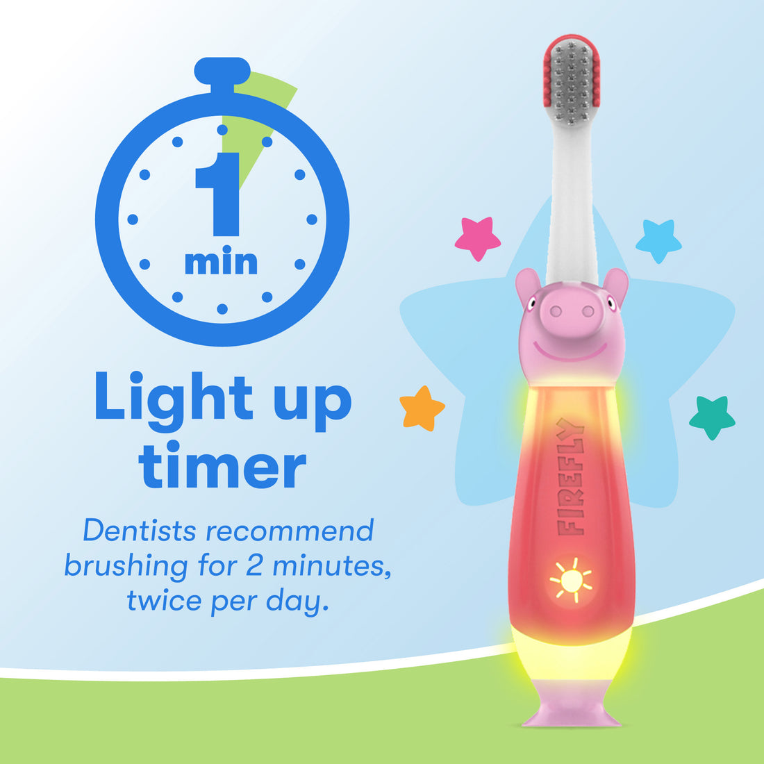First Firefly Peppa Pig Light Up Timer Toothbrush with Extra Soft Bristles