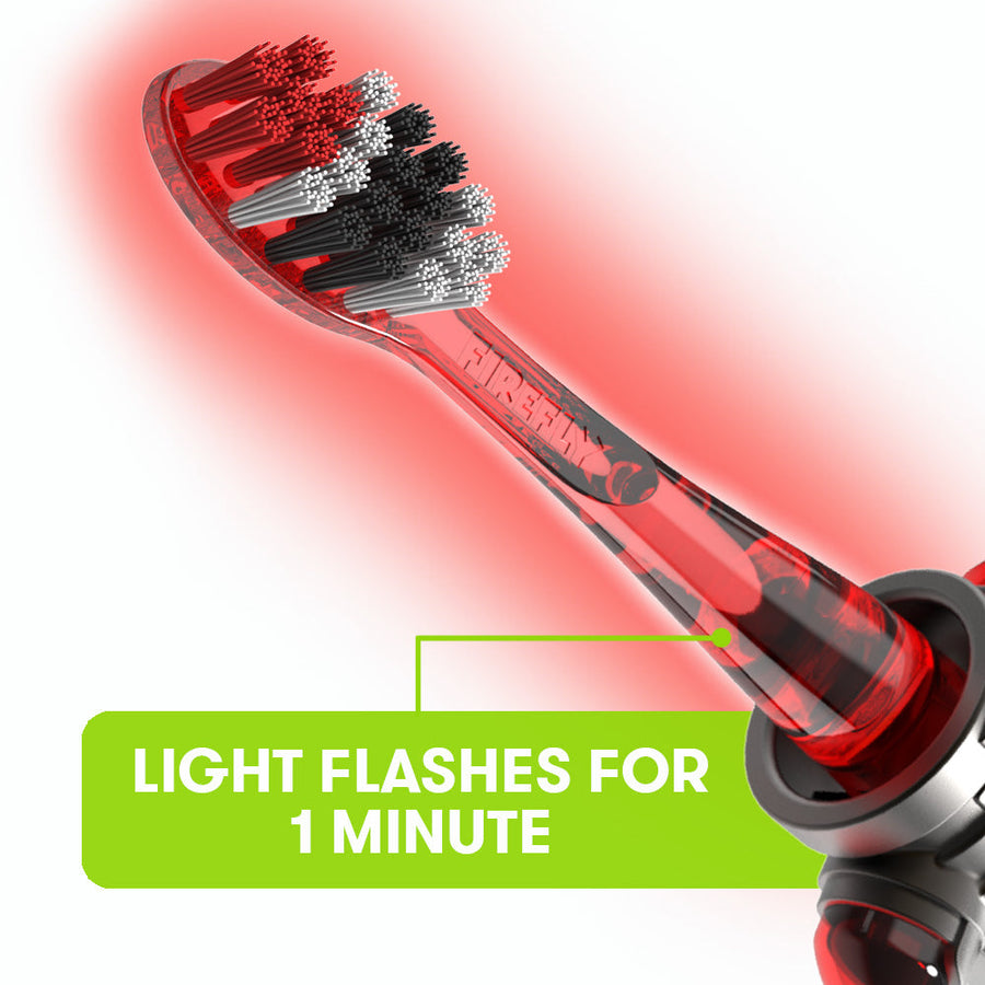Close up of Firefly Star Wars Red Lightsaber toothbrush, Light flashes for 1 minute