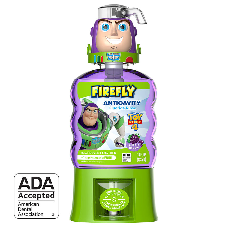Firefly Toy Story Buzz Lightyear Anti-cavity Fluoride Rinse, Bubble Berry Flavor, 16 Oz