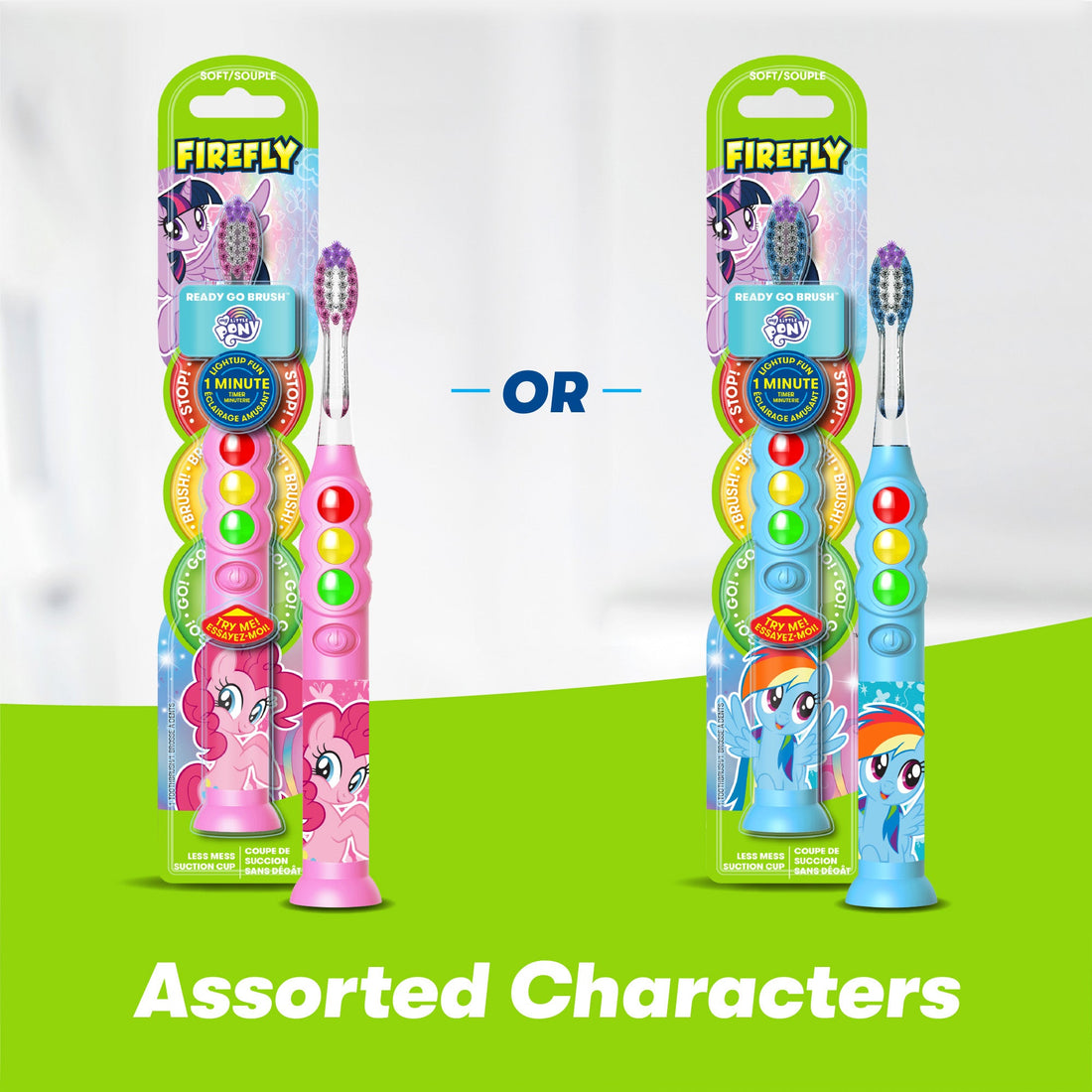 Firefly Ready Go My Little Pony Light Up Timer Toothbrush in blue or pink, assorted characters