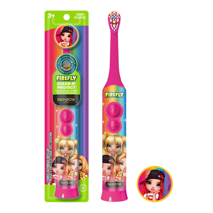 Firefly Clean N' Protect, Rainbow High Battery Powered Toothbrush with Antibacterial Character Cover