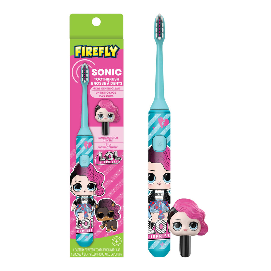 Firefly L.O.L. Surprise! Sonic Toothbrush with 3D Antibacterial Cover, Soft, Ages 3+