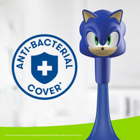 Firefly Play Action Sonic the Hedgehog Toothbrush Cap. Icon: Anti-bacterial cover, contains silver which naturally inhibits bacterial growth to help protect the cover