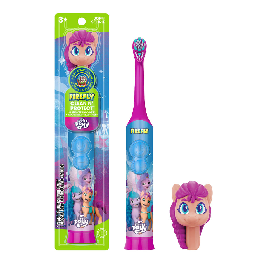 Firefly Clean N' Protect My Little Pony Rotary Battery Powered Toothbrush with 3D Antibacterial Cover