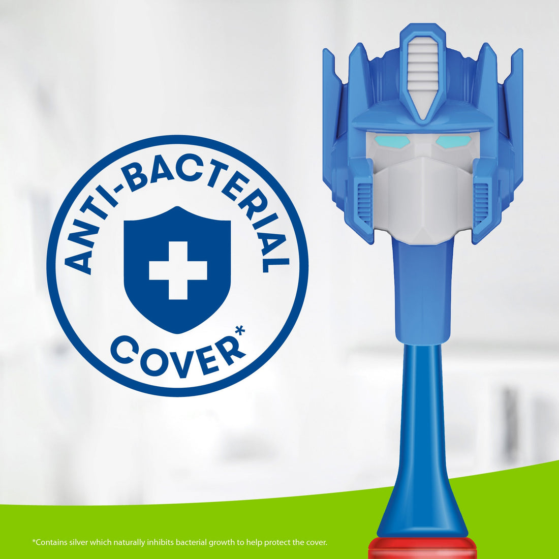 Close up of Transformers Sonic Toothbrus Cover, Anti-bacterial cover