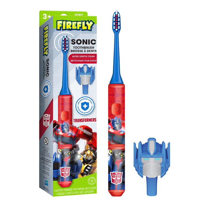 Firefly Transformers Sonic Toothbrush with 3D Antibacterial Cover, Soft, Ages 3+