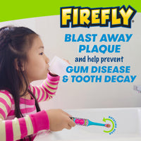 hild holding LOL SURPRISE! toothbrush, Blast away plaque and help prevent gum disease and tooth decay