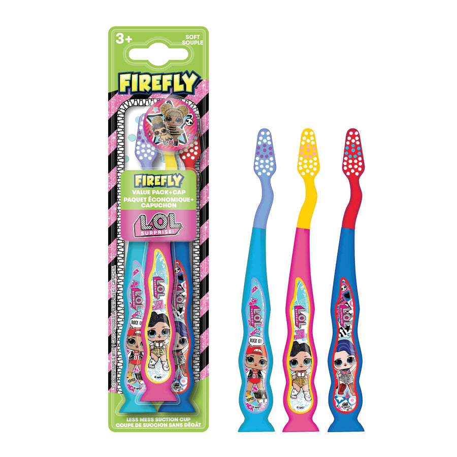 Firefly Kids L.O.L. Surprise! Value Pack, Soft Bristled Toothbrush, Ages 3+, 3 Count