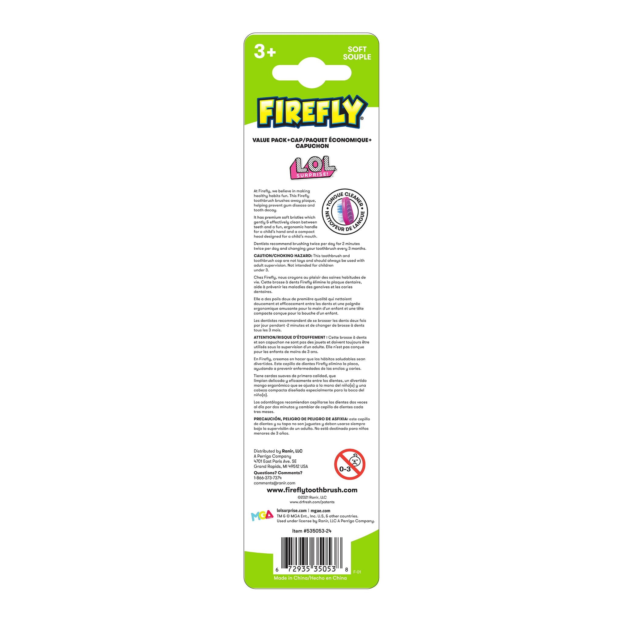 Firefly Kids L.O.L. SURPRISE! Value Pack, Soft Bristled Toothbrushes,