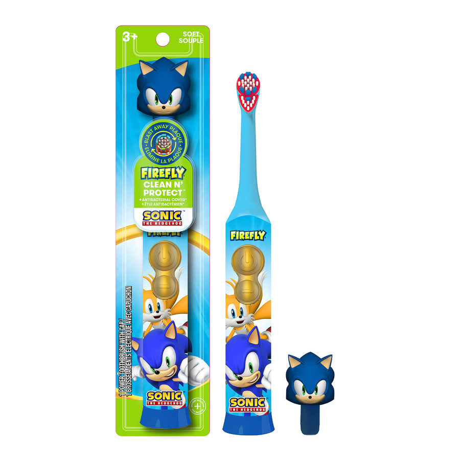 Firefly Clean N' Protect Sonic the Hedgehog Toothbrush with 3D Antibacterial Cover