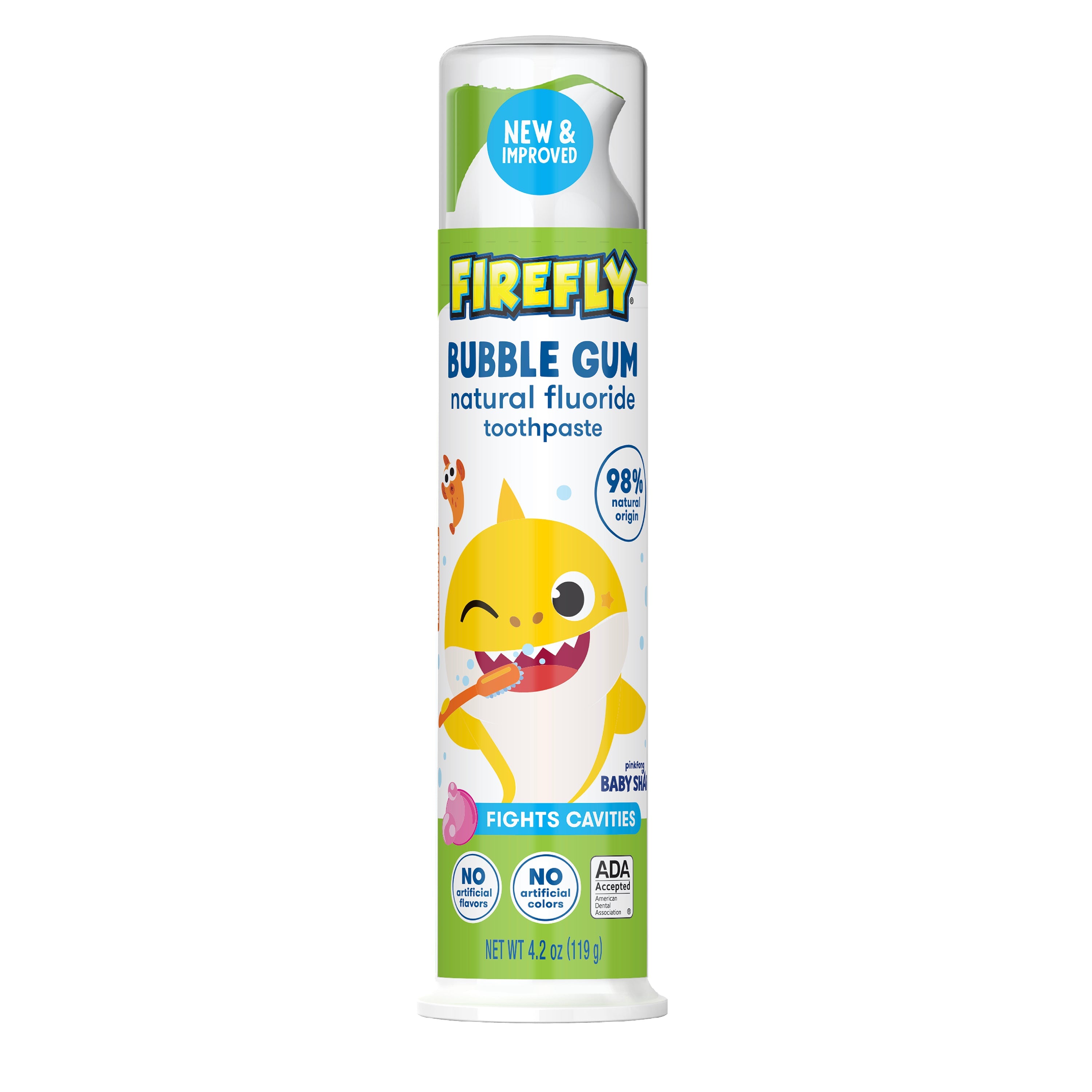 Firefly Kids Baby Shark Anti-Cavity Natural Fluoride Toothpaste, Bubbl